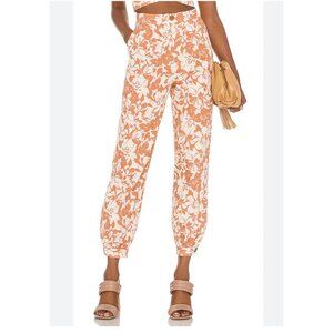 Lovers + Friends‎ Kacey Floral Print Linen High Waist Pleated Jogger Pants  XS